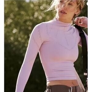 Free People Movement Good Karma High Neck Layer Top Violet nwot